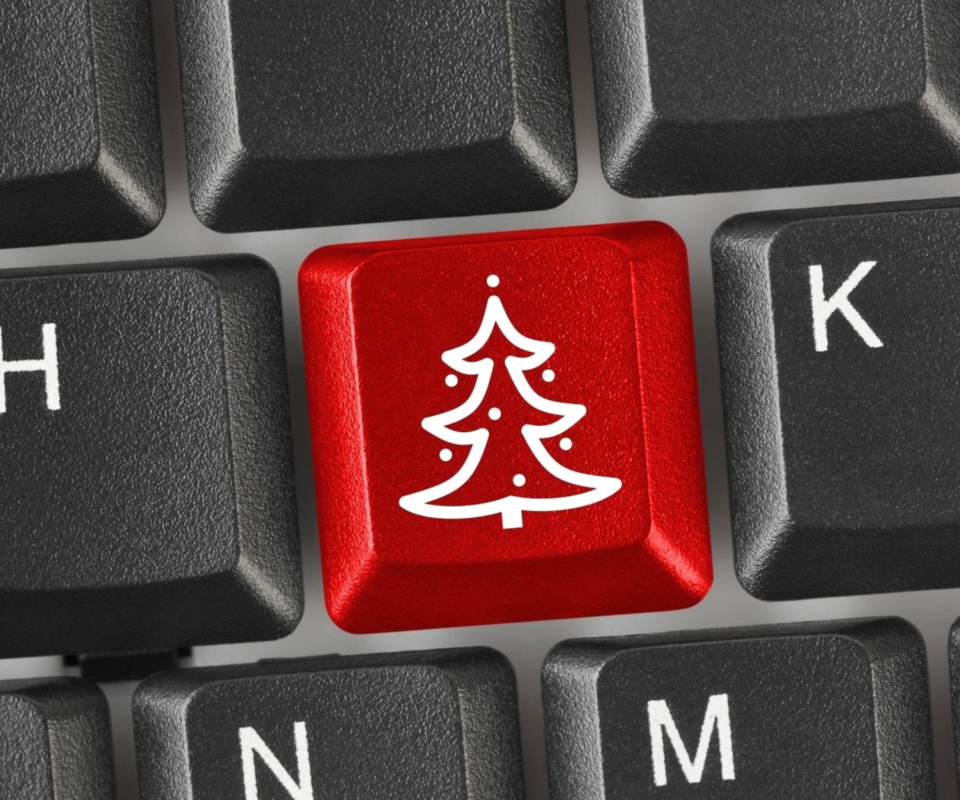 Das Christmas Tree on Computer Keyboard Wallpaper 960x800