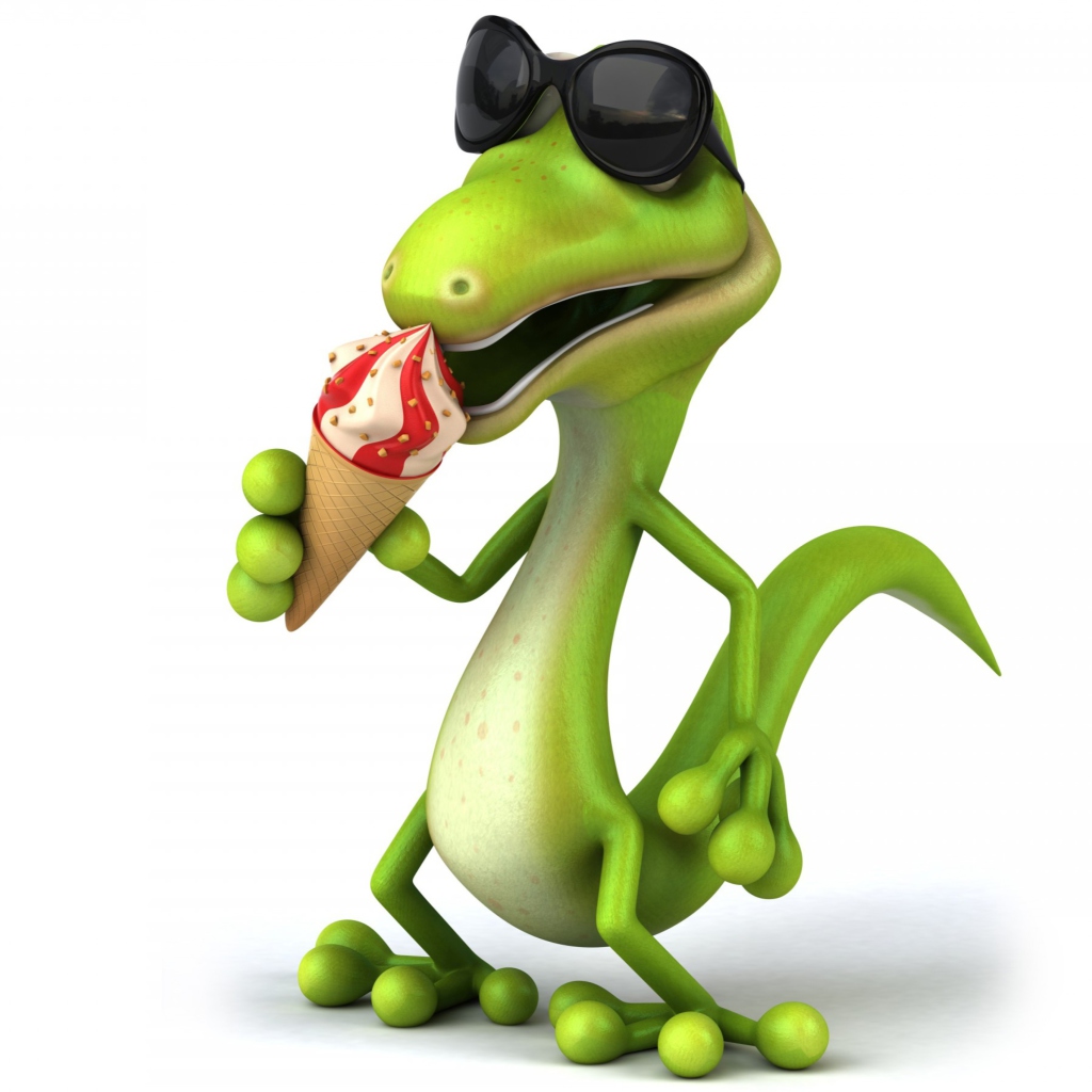 Fondo de pantalla 3D Reptile With Ice-Cream 1024x1024