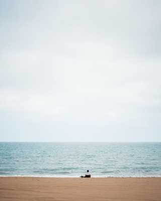 Alone On Beach - Obrázkek zdarma pro 640x960