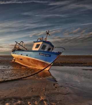 Old Ship On Sandbar - Obrázkek zdarma pro 640x1136