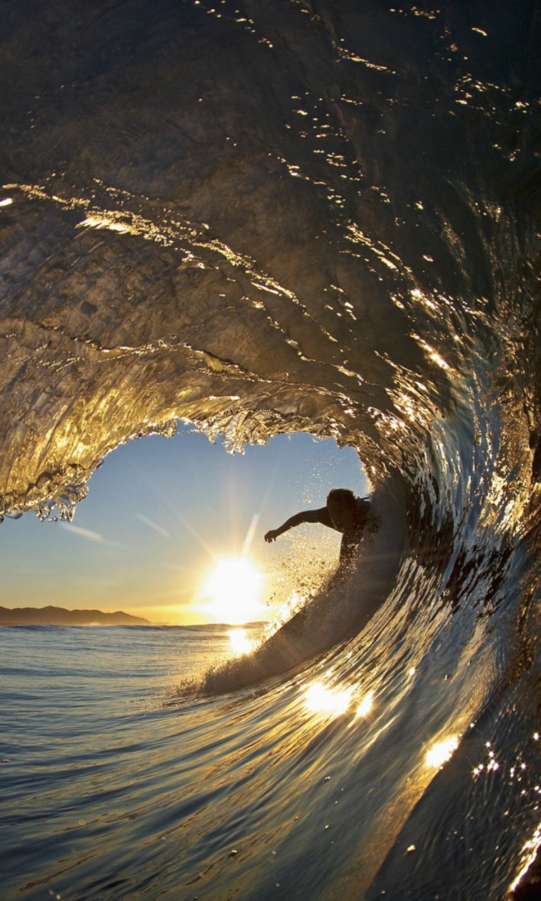 Surfer Against Big Wave wallpaper 768x1280