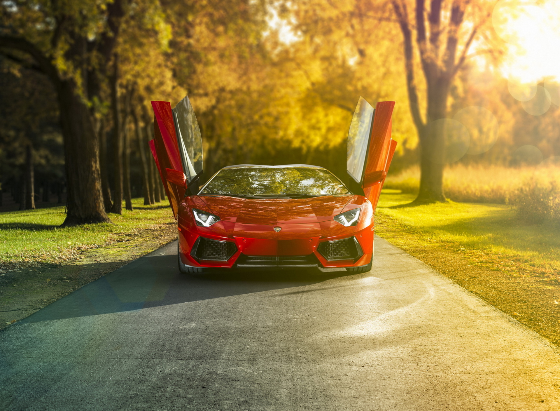 Red Lamborghini Aventador wallpaper 1920x1408