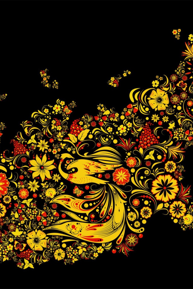 Asian Floral Design wallpaper 640x960
