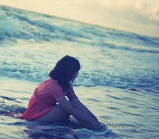 Girl And Ocean - Obrázkek zdarma pro 1024x1024