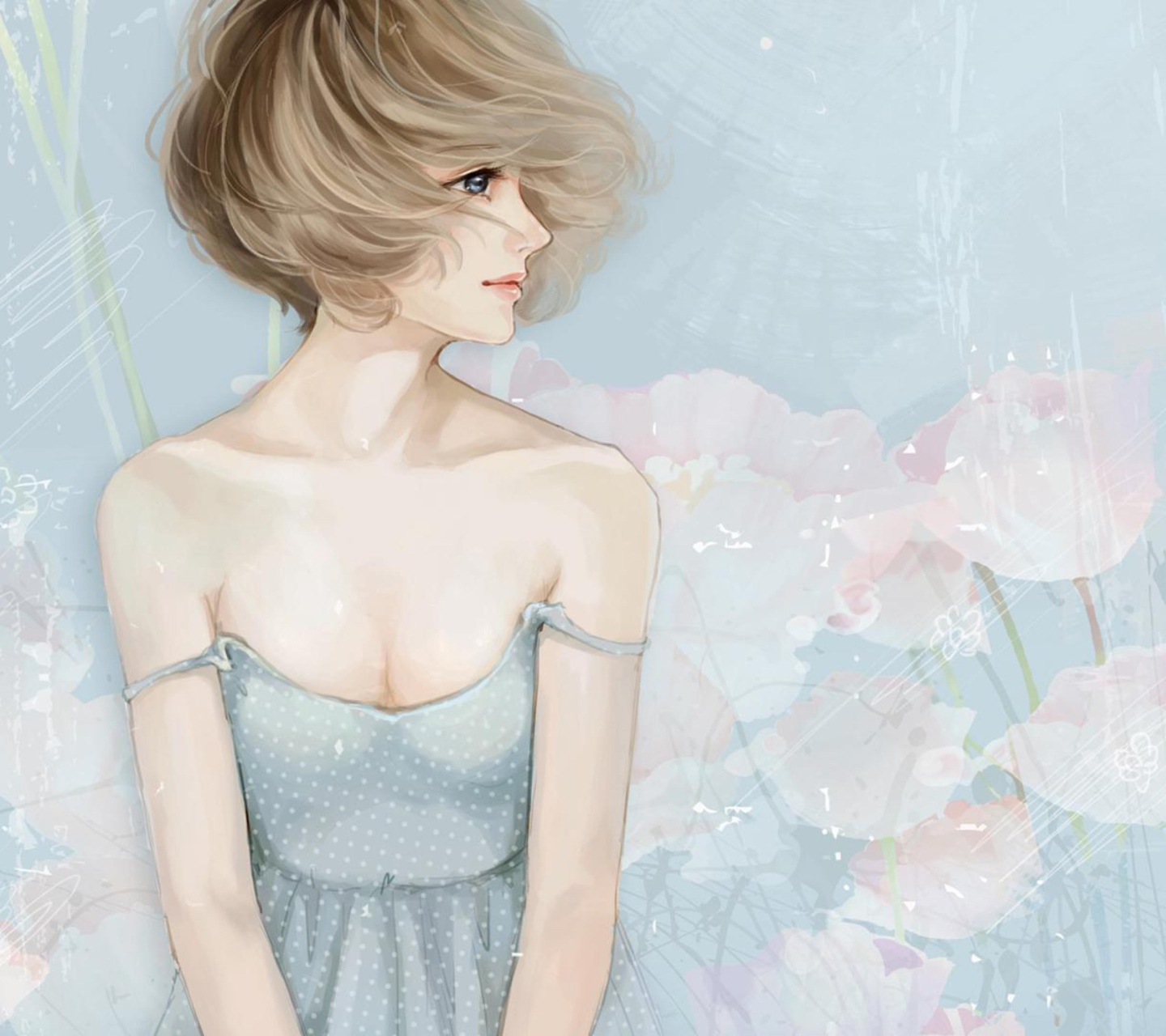 Pastel Tones Drawing Of Girl screenshot #1 1440x1280