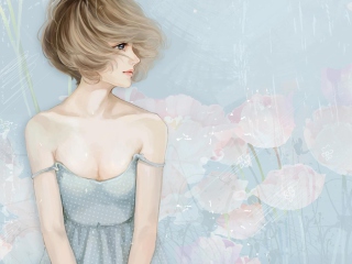 Das Pastel Tones Drawing Of Girl Wallpaper 320x240