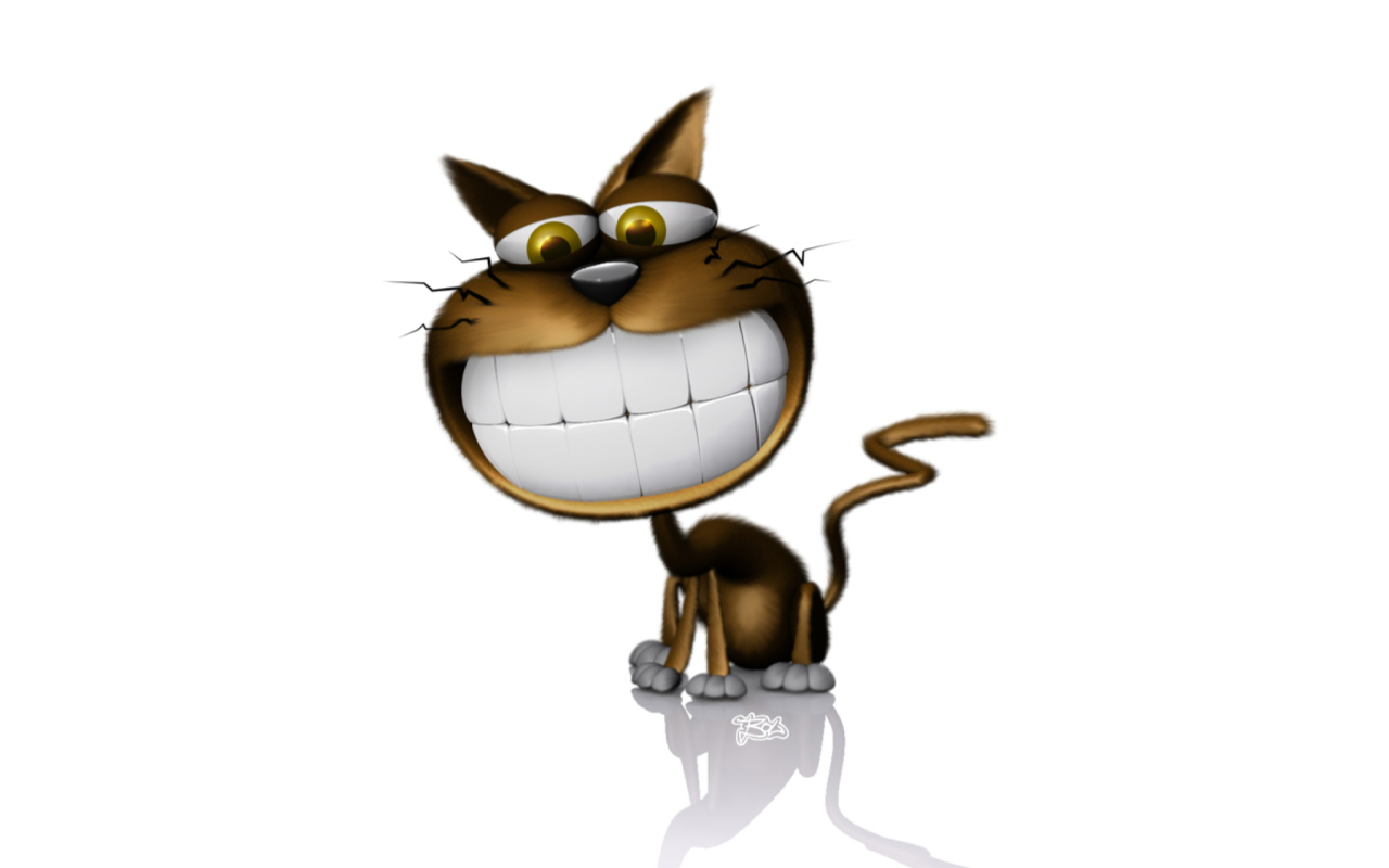 Fondo de pantalla 3D Smiling Cat 1280x800