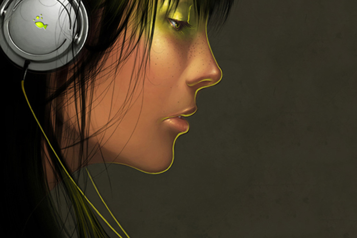 Girl With Headphones wallpaper