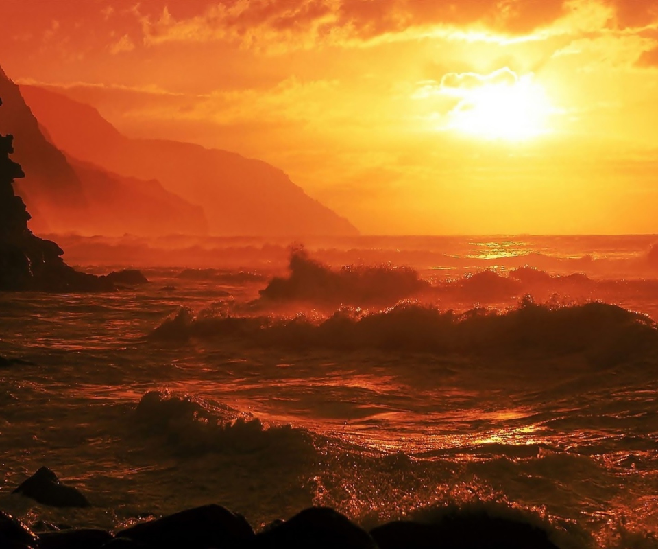 Screenshot №1 pro téma Ocean Waves At Sunset 960x800