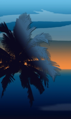 Fondo de pantalla Palm And Sunset Computer Graphic 240x400