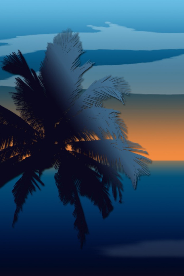Das Palm And Sunset Computer Graphic Wallpaper 640x960