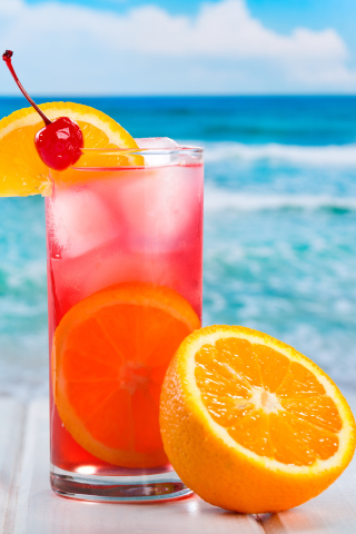 Fondo de pantalla Tropical Paradise Cocktail With Cherry On Top 320x480