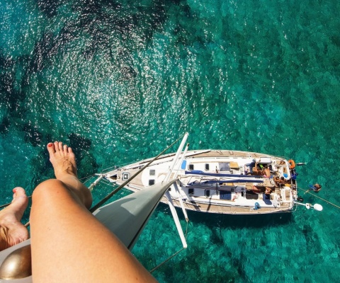 Обои Crazy photo from yacht mast 480x400