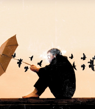 Kostenloses Birds And Umbrella Wallpaper für Nokia Asha 308