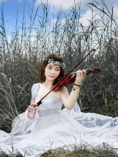 Asian Girl Playing Violin wallpaper 240x320