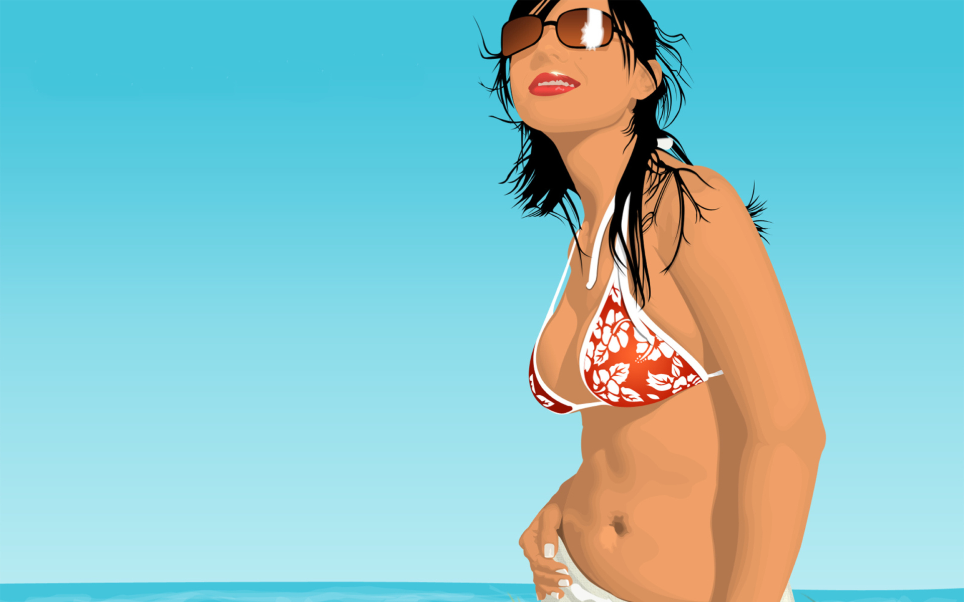 Screenshot №1 pro téma Girl On The Beach 1920x1200