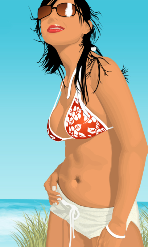 Screenshot №1 pro téma Girl On The Beach 480x800