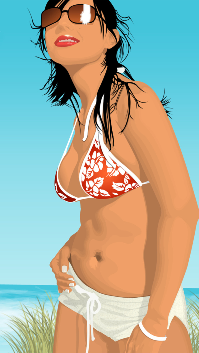 Das Girl On The Beach Wallpaper 640x1136