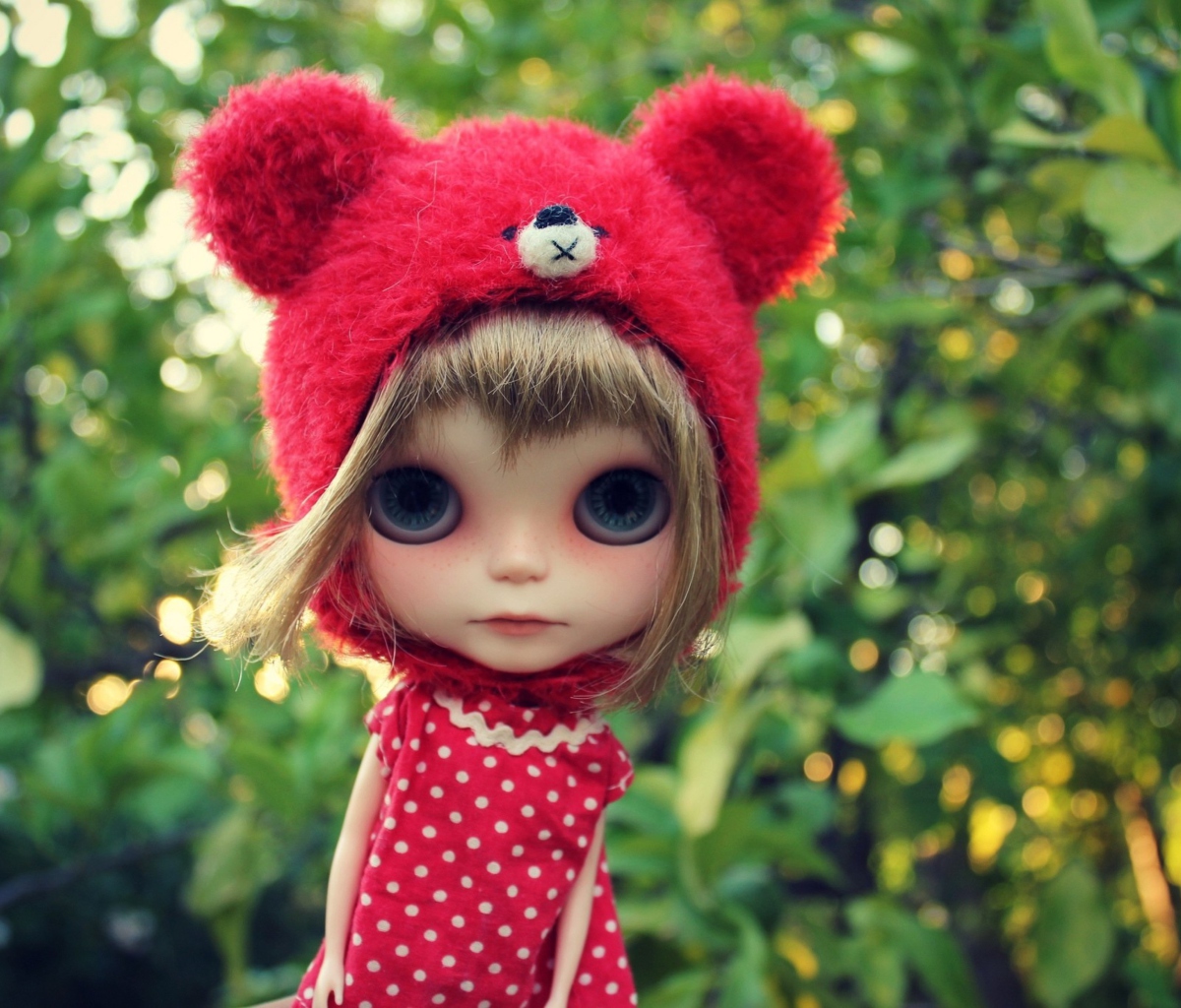 Sfondi Cute Doll In Red Hat 1200x1024