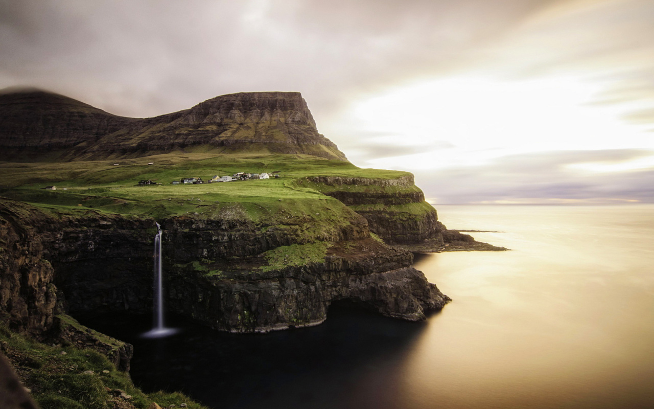 Screenshot №1 pro téma Gasadalur west side Faroe Islands 1280x800