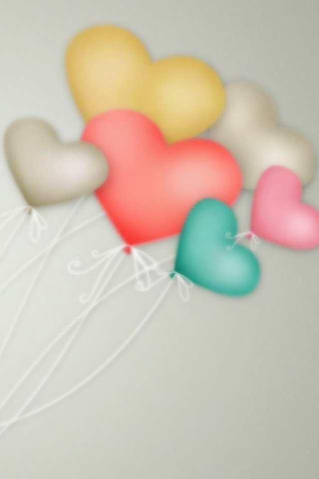 Обои Heart Balloons 640x960