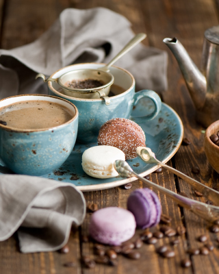 Vintage Coffee Cups And Macarons - Obrázkek zdarma pro Nokia C5-03