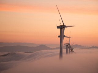 Обои Dutch Wind power Mills for electricity 320x240