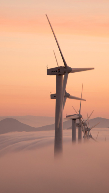 Fondo de pantalla Dutch Wind power Mills for electricity 360x640