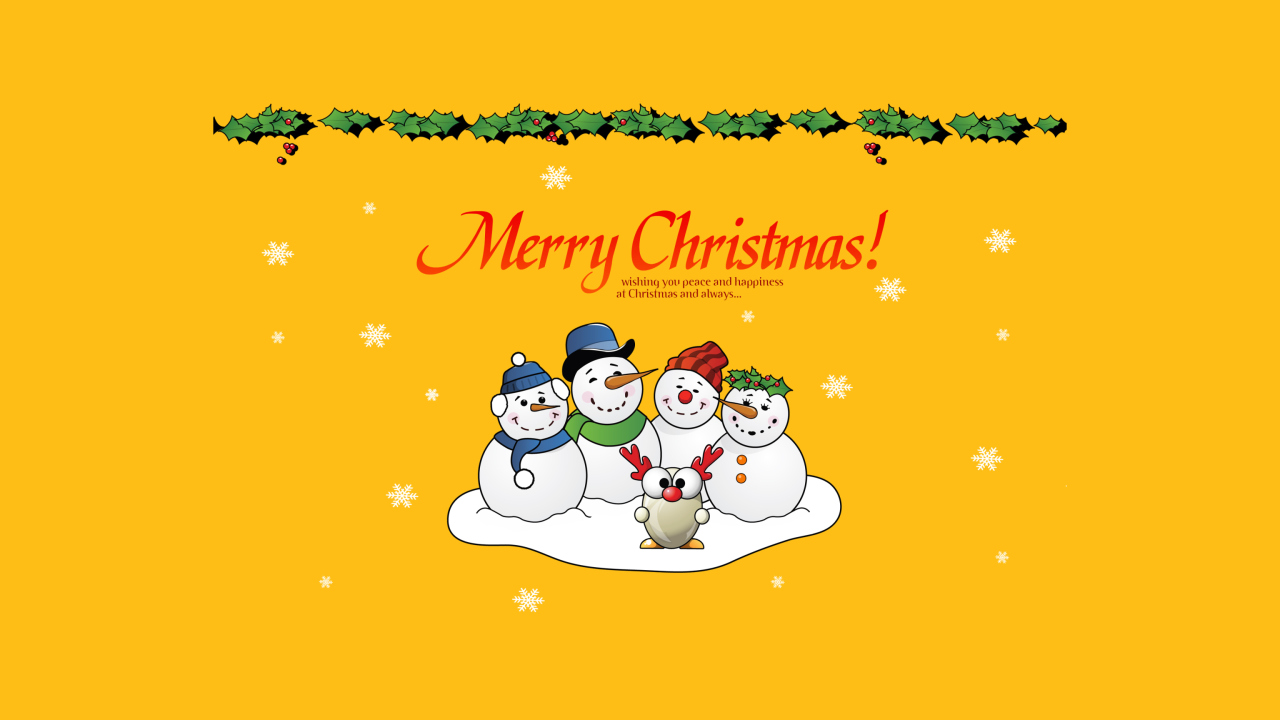 Screenshot №1 pro téma Snowmen Wish You Merry Christmas 1280x720