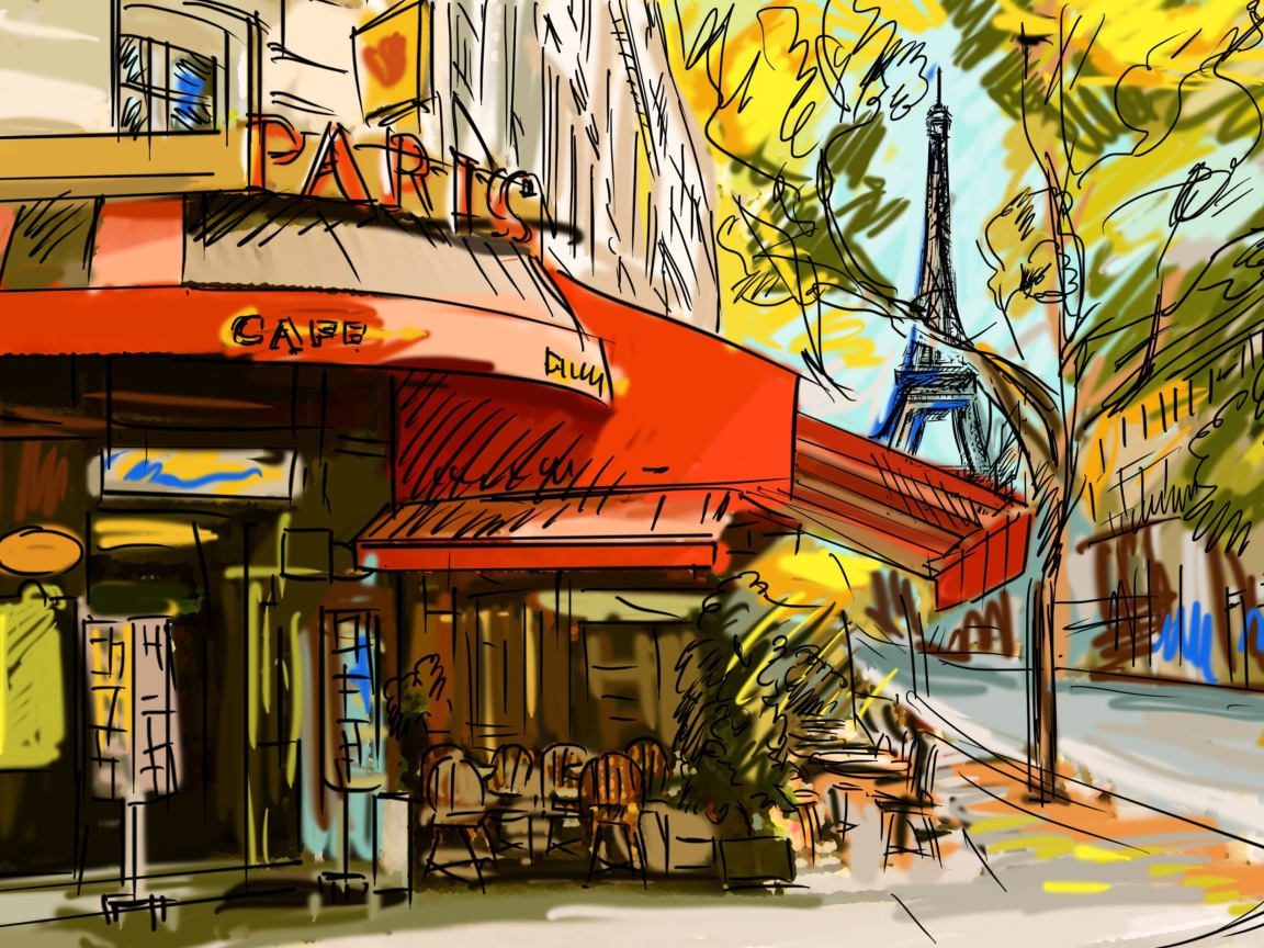 Das Paris Street Scene Wallpaper 1152x864