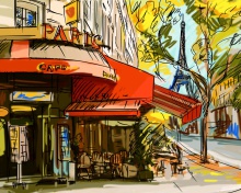 Das Paris Street Scene Wallpaper 220x176