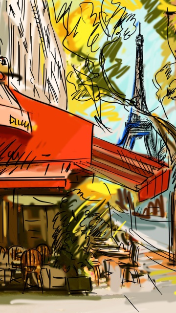 Das Paris Street Scene Wallpaper 360x640