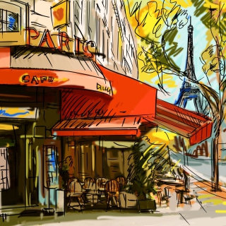 Kostenloses Paris Street Scene Wallpaper für 208x208