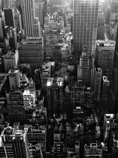 Das New York City Black And White Skyscrapers Wallpaper 240x320