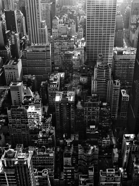 New York City Black And White Skyscrapers wallpaper 480x640