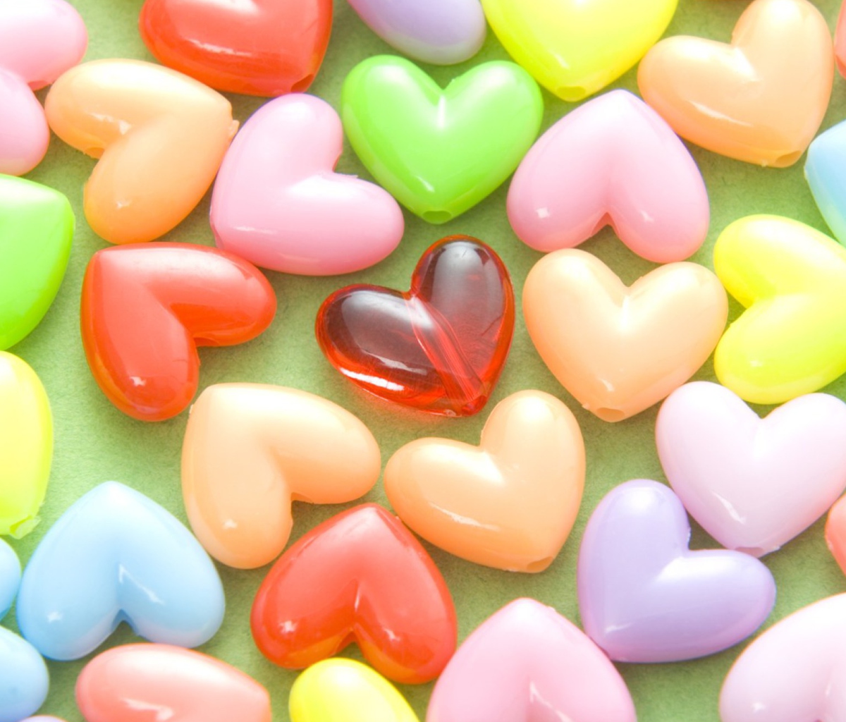 Fondo de pantalla Colorful Hearts 1200x1024