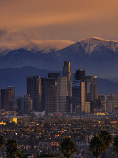 Обои California Mountains And Los Angeles Skyscrappers 240x320