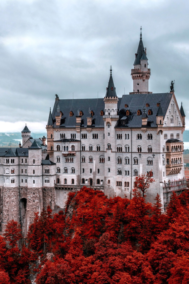 Обои Neuschwanstein Castle in Fall 640x960