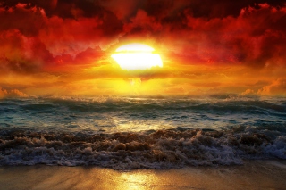 Fire Kissed Ocean Water Background for Android, iPhone and iPad