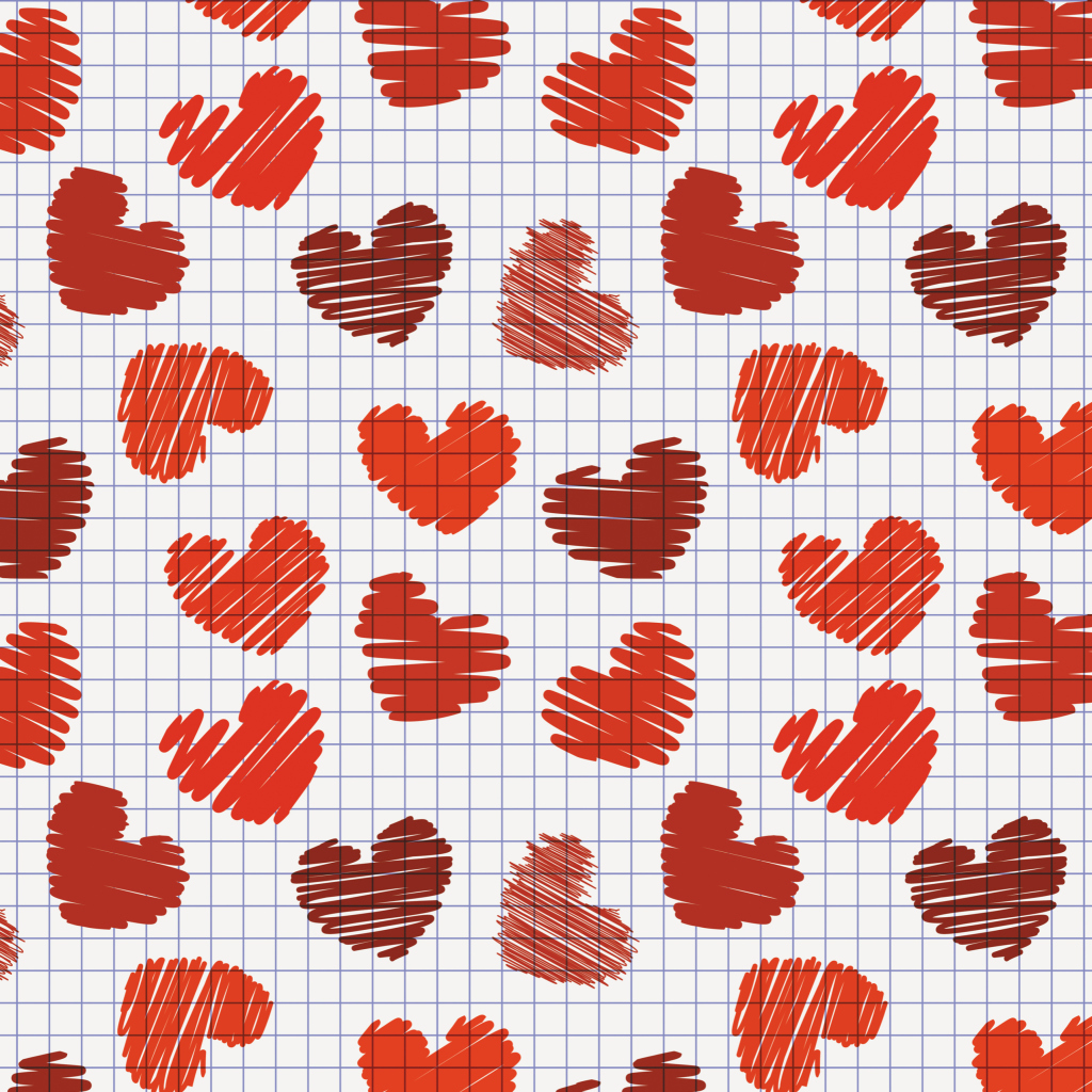 Fondo de pantalla Valentine's Day Drawn Hearts 1024x1024
