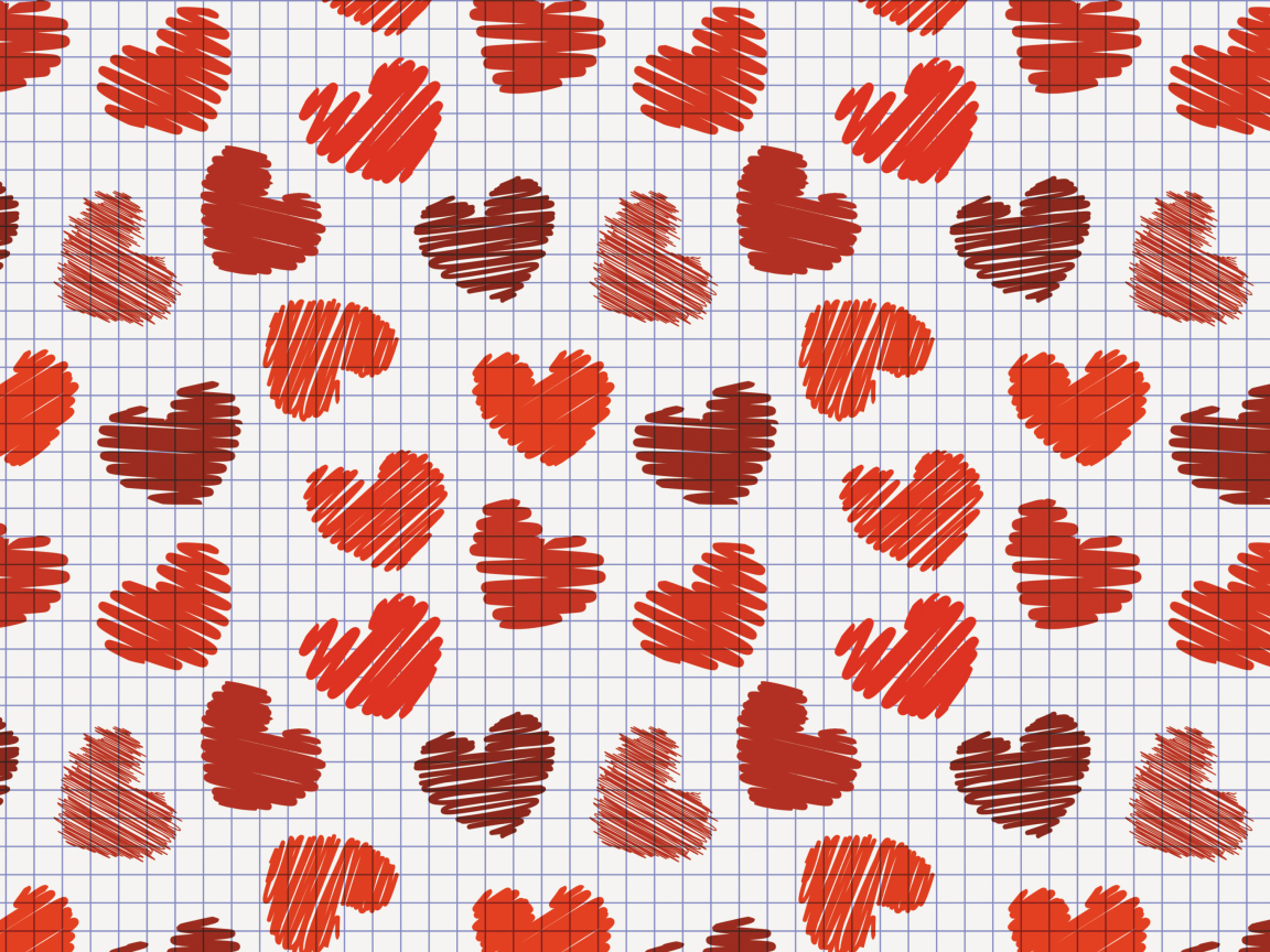 Fondo de pantalla Valentine's Day Drawn Hearts 1152x864