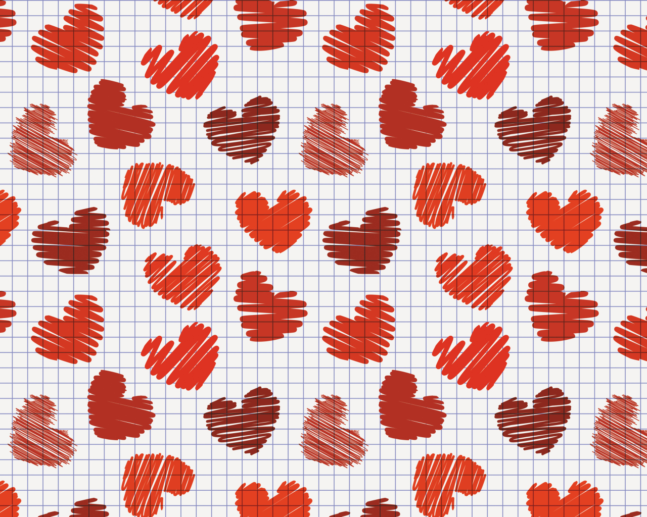Das Valentine's Day Drawn Hearts Wallpaper 1280x1024