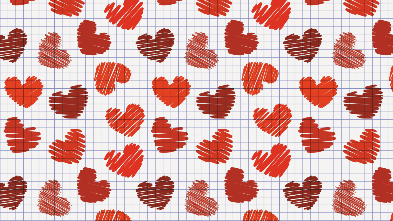 Valentine's Day Drawn Hearts wallpaper 1366x768