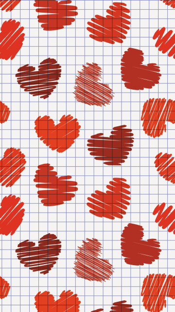 Valentine's Day Drawn Hearts wallpaper 360x640