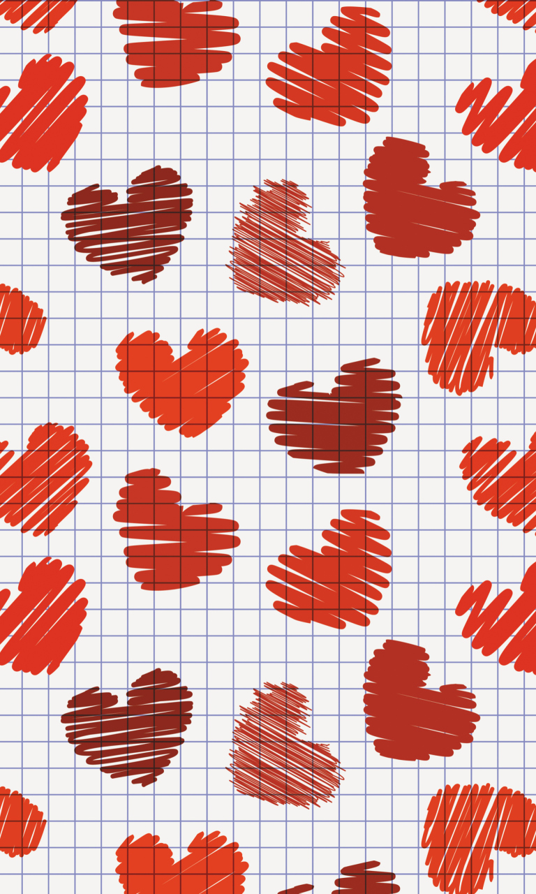 Das Valentine's Day Drawn Hearts Wallpaper 768x1280