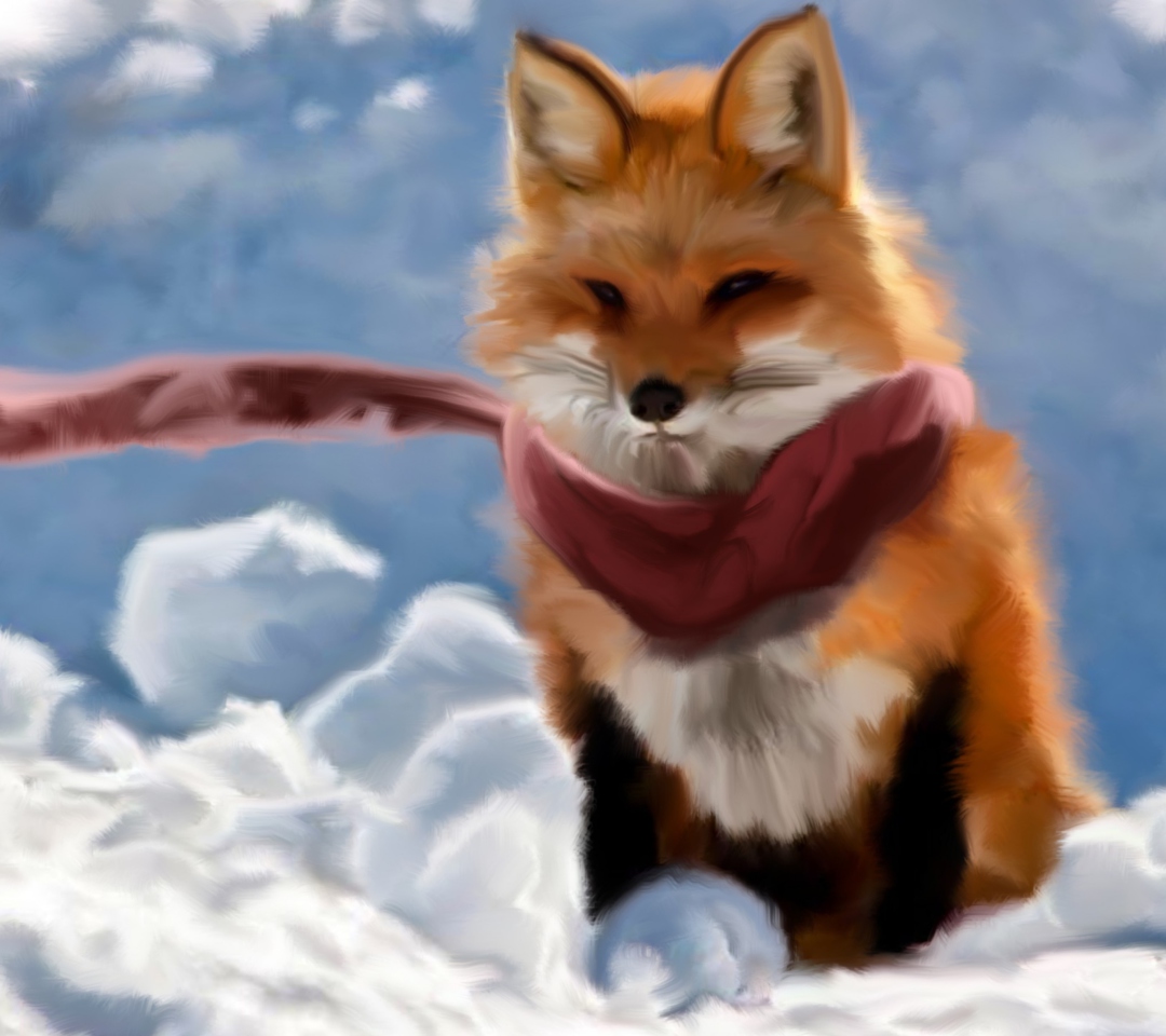 Das Fox Painting Wallpaper 1080x960