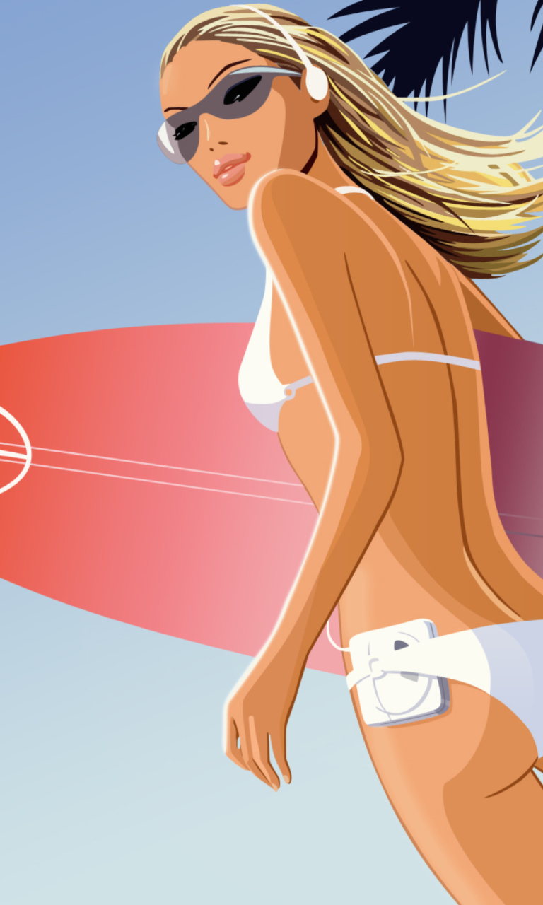 Das Surf Girl Wallpaper 768x1280