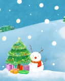 Fondo de pantalla Christmas Tree And Snowman 128x160