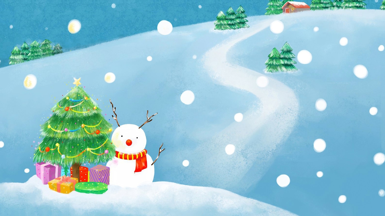 Christmas Tree And Snowman screenshot #1 1600x900