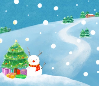 Christmas Tree And Snowman - Obrázkek zdarma pro 128x128